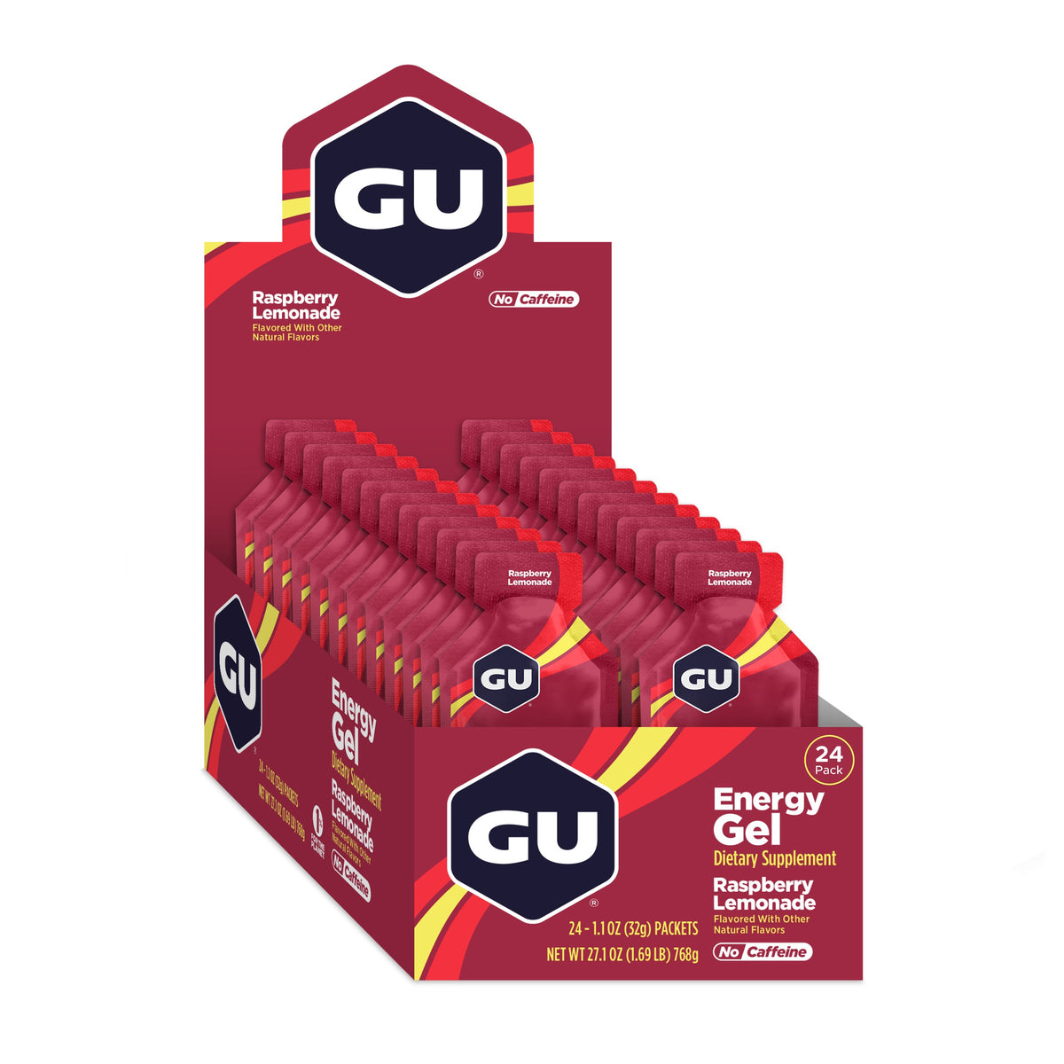 GU Energy Gel Raspberry Lemonade, caja abierta